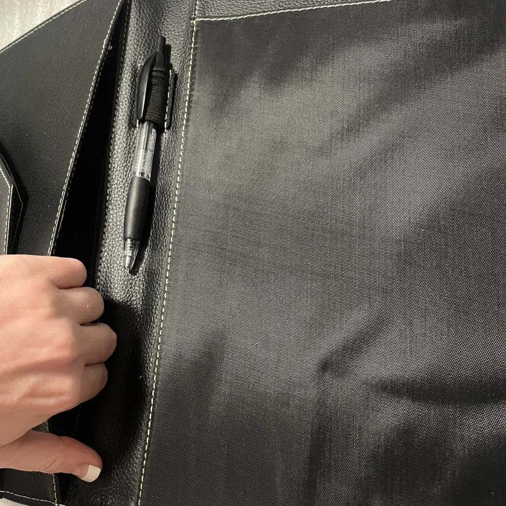 Universal Leather-Look Pad Folio – Black | Slim Business Organizer